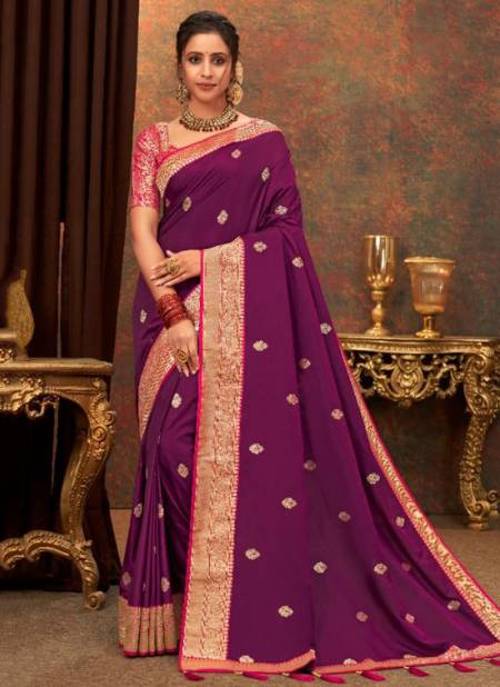 Purple Colour KAVIRA DIVYANKA Designer Fancy Festive Wear Soft Silk Latest Saree Collection 4107
